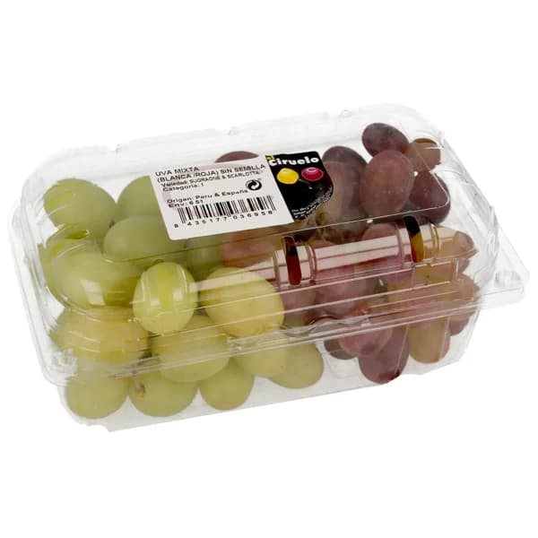 Uvas blancas y rojas sin pepitas, cesta de 500 g. - 0.5 kg - Imagen del producto en Findit