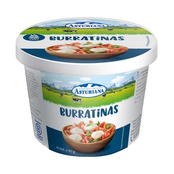 CENTRAL LECHERA ASTURIANA Burratinas Toscanella CENTRAL LECHERA ASTURIANA 4 x 50 gr. - 0.2 kg - Imagen del producto en Findit