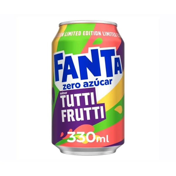 FANTA Bebida refrescante zero sabor tutti frutti lata 33 cl. - 0.33 l - Imagen del producto en Findit