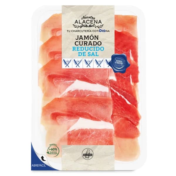 Jamón curado reducido de sal Nuestra Alacena de Dia sobre 80 g - 0.08 kg - Imagen del producto en Findit