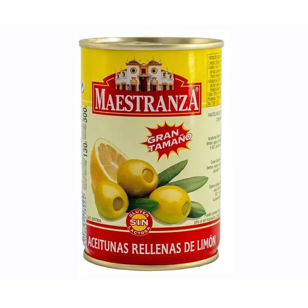MAESTRANZA Aceitunas rellenas de limón lata 130 gr. - 0.13 kg - Imagen del producto en Findit