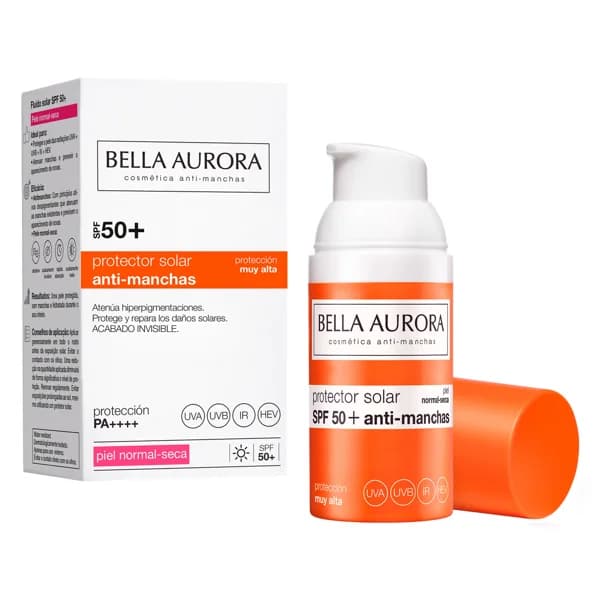 BELLA AURORA Protector solar facial antimanchas FPS 50+ para piel seca 30 ml. - 1 ud - Imagen del producto en Findit