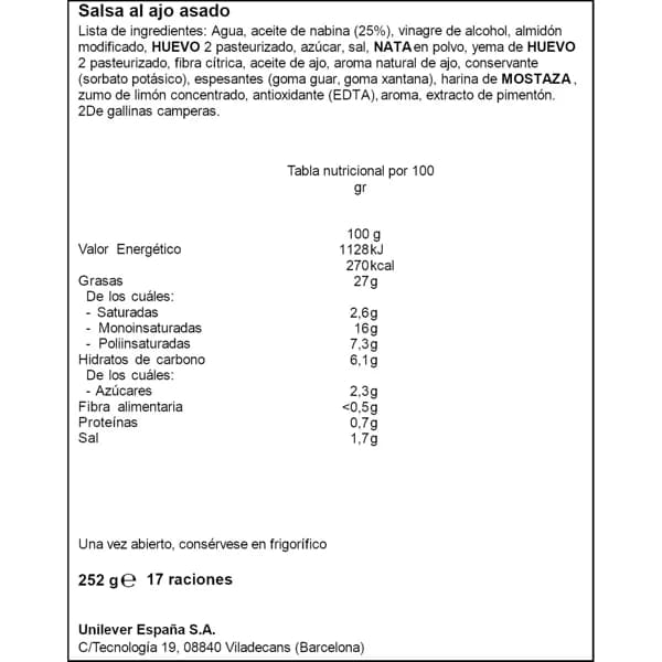 Mayonesa Ajo Asado 250ML - 0.25 l - Imagen del producto en Findit