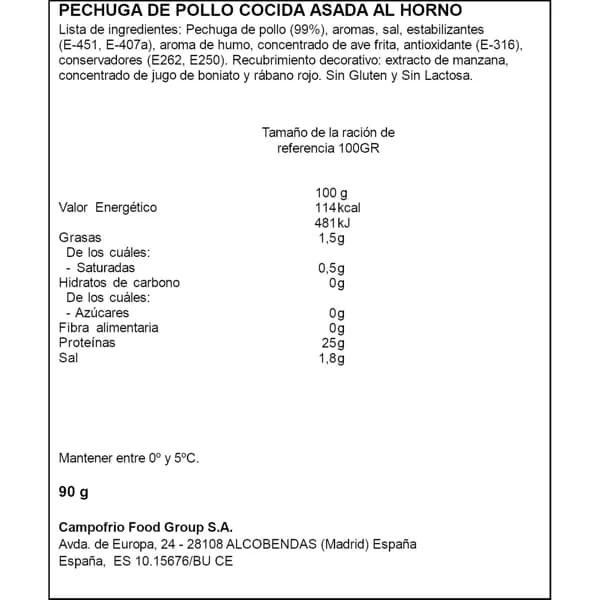 Pechuga de Pollo Asada 90G - 0.09 kg - Imagen del producto en Findit