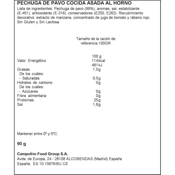 Pechuga de Pavo Asada Naturarte Loncha 90G - 0.09 kg - Imagen del producto en Findit