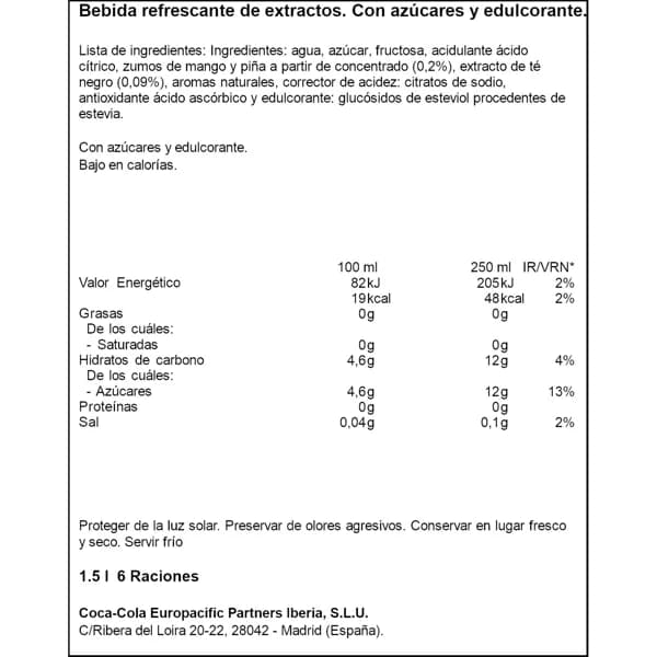 Refresco Te Mango y Piña 1,50L - 1.51 l - Imagen del producto en Findit