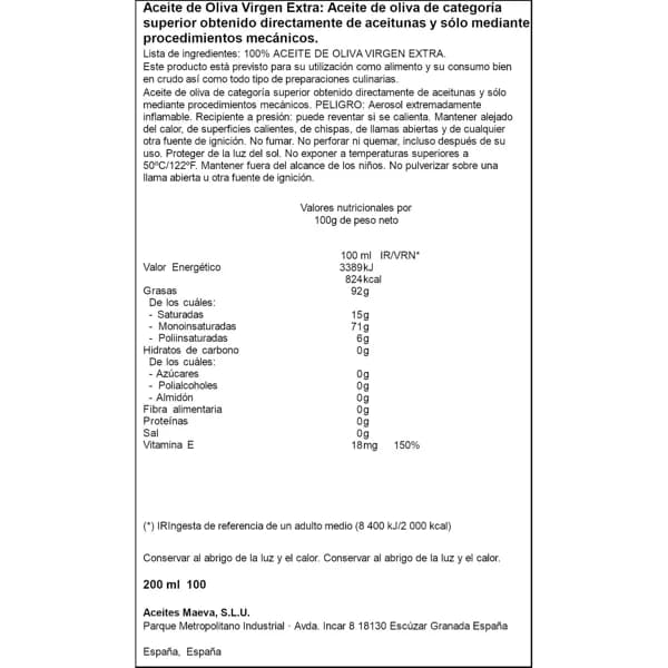 ACEITE OLIVA ALTEZA SPRAY 200ML - 0.2 l - Imagen del producto en Findit