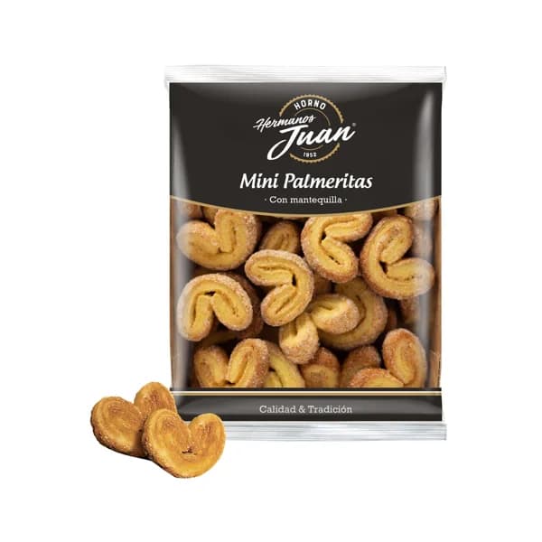 HERMANOS JUAN Mini palmeritas con mantequilla 140 g. - 0.14 kg - Imagen del producto en Findit