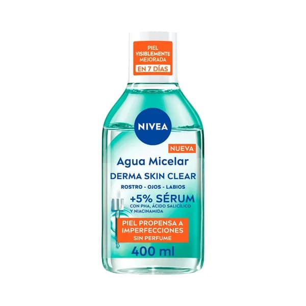 NIVEA Derma skin clear Agua micelar sin perfume para pieles propensas a imperfecciones 400 ml. - 0.4 l - Imagen del producto en Findit