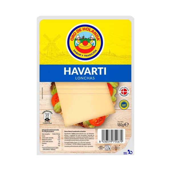 ORO DE HOLANDA Lonchas de queso Havarti 180 g. - 0.18 kg - Imagen del producto en Findit