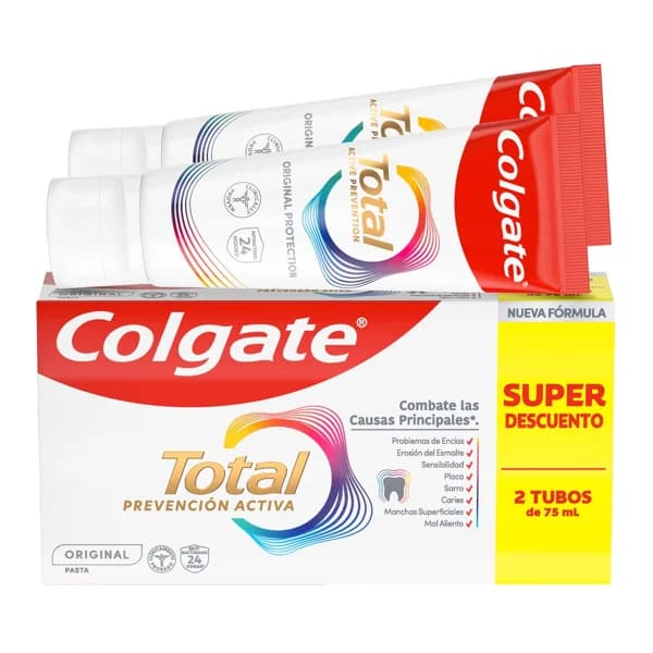 COLGATE Total prevención activa Pasta de dientes con protección 8 en 1 2 x 75 ml. - 0.15 l - Imagen del producto en Findit