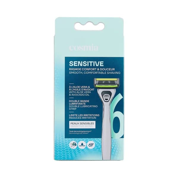 COSMIA Sensitive Maquinilla de afeitar con cabezal giratorio de 6 hojas, para pieles sensibles. - 1 ud - Imagen del producto en Findit