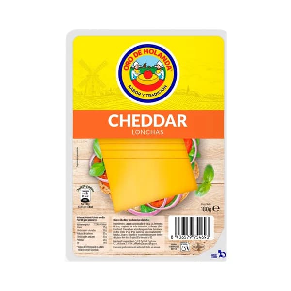 ORO DE HOLANDA Lonchas de queso cheddar 180 g. - 0.18 kg - Imagen del producto en Findit