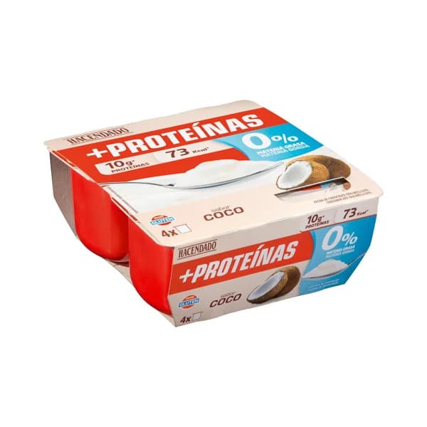 Postre lácteo sabor coco +Proteínas Hacendado 0% m.g 10 g proteínas - 0.48 kg - Imagen del producto en Findit