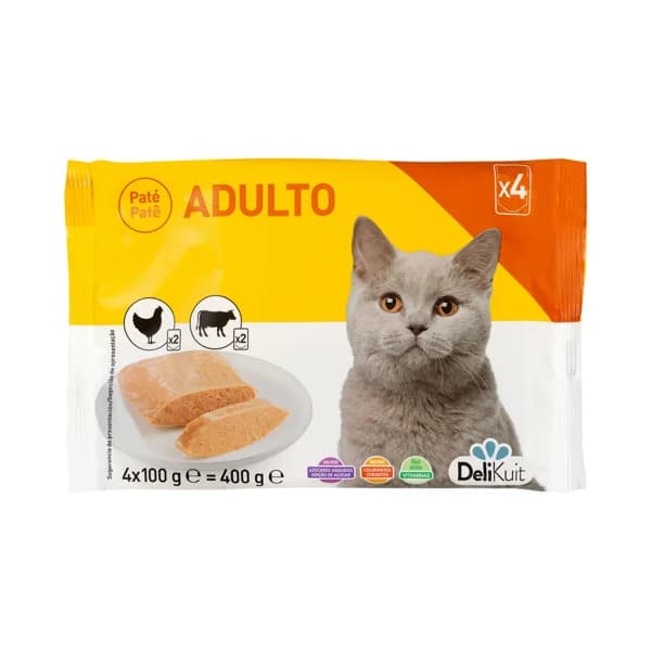 Paté gato adulto Delikuit con pollo y ternera - 0.4 kg - Imagen del producto en Findit