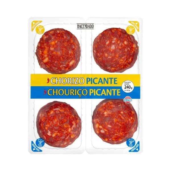 Chorizo picante extra Hacendado lonchas - 0.24 kg - Imagen del producto en Findit
