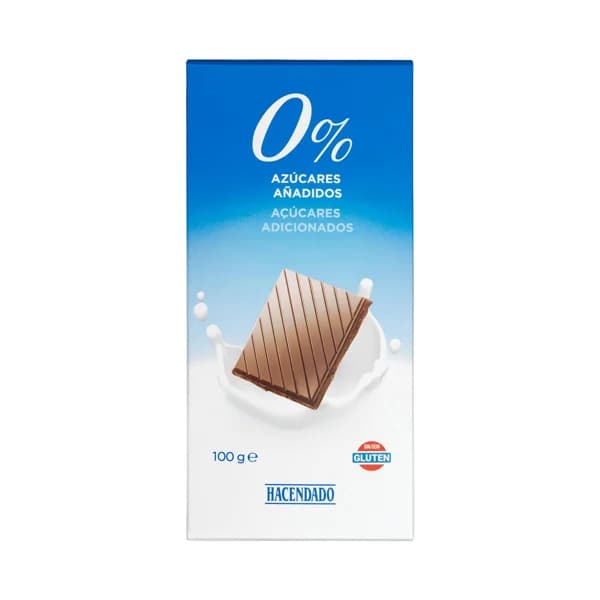 Chocolate extrafino con leche Hacendado 0% azúcares añadidos - 0.1 kg - Imagen del producto en Findit