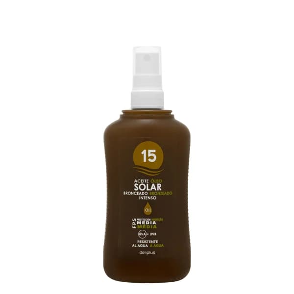 Aceite solar protector bronceado intenso Deliplus FPS 15 - 0.2 l - Imagen del producto en Findit