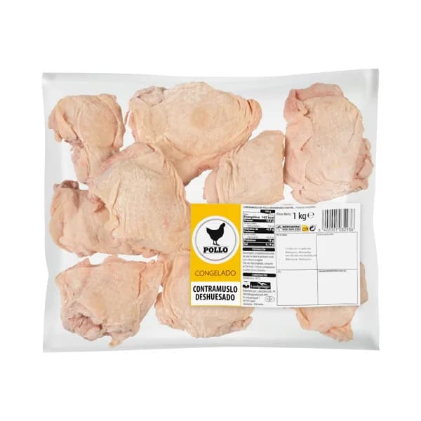 Contramuslos de pollo deshuesados y con piel congelado - 1 kg - Imagen del producto en Findit