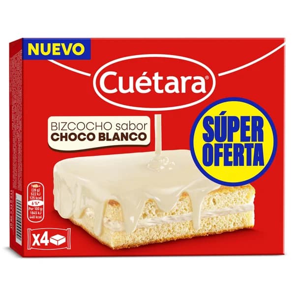 Bizcocho sabor chocolate blanco Cuétara caja 112 g - 0.11 kg - Imagen del producto en Findit