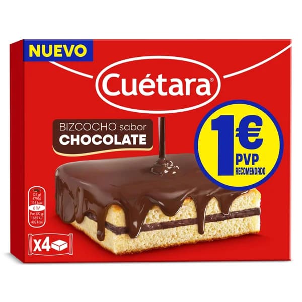 Bizcocho sabor chocolate Cuétara caja 112 g - 0.11 kg - Imagen del producto en Findit