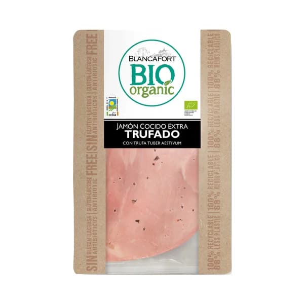 BLANCAFORT Jamón cocido ecológico extra con trufa, cortado en lonchas 80 g. - 0.08 kg - Imagen del producto en Findit