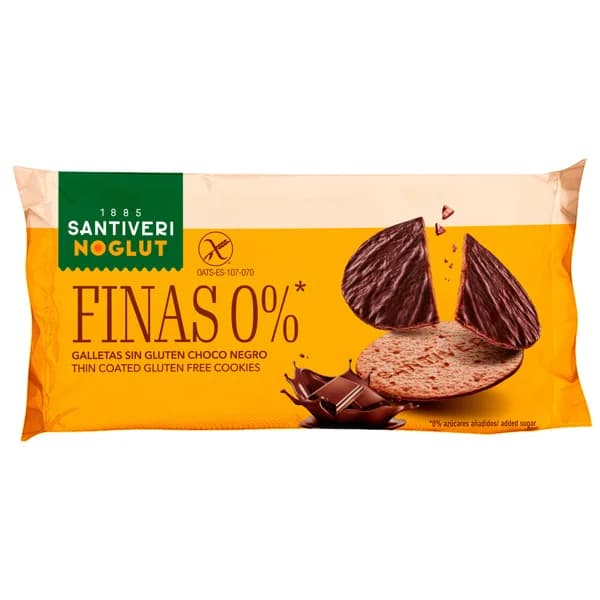 SANTIVERI Noglut Galletas sin gluten, 0% de azúcares añadidos con chocolate negro, 90 g. - 0.09 kg - Imagen del producto en Findit