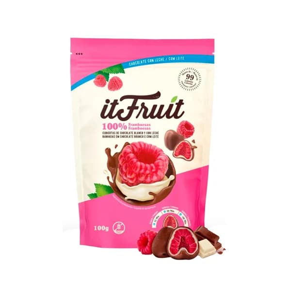 IT FRUIT Frambuesa cubierta con chocolate blanco y de leche 100gr - 0.1 kg - Imagen del producto en Findit
