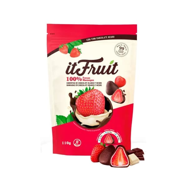 IT FRUIT Fresas recubiertas con chocolate blanco y negro 110gr - 0.1 kg - Imagen del producto en Findit