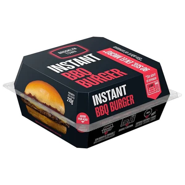 BROOKLYN TOWN Instant Hamburguesa barbacoa con un 92% carne de vacuno 210 g. - 0.21 kg - Imagen del producto en Findit