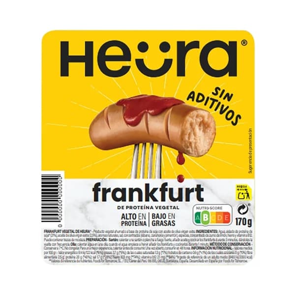 HEÜRA Salchicha Frankfurt vegetal 170 g. - 0.17 kg - Imagen del producto en Findit
