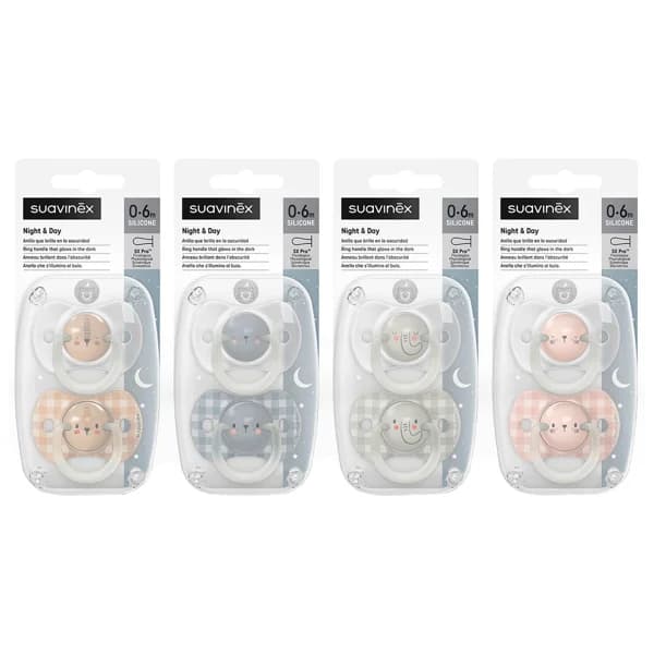SUAVINEX Nignt & day Chupete con tetina fisiológica de silicona, de 0 a 6 meses 2 uds. - 1 ud - Imagen del producto en Findit