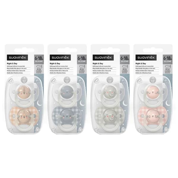 SUAVINEX Night & day Chupetes con tetina fisiológica de silicona, de 6 a 18 meses. - 1 ud - Imagen del producto en Findit