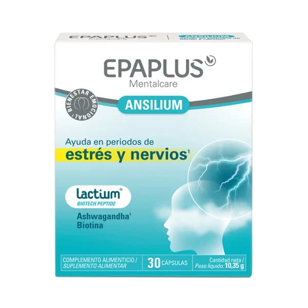EPAPLUS Mentalcare ansilium Complemento alimenticio que ayuda en periodos de estés y nervios 30 uds. - 1 ud - Imagen del producto en Findit