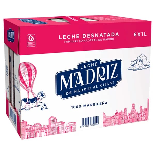 MADRIZ Leche de vaca desnatada de origen 100% madrileña 6x1 l. - 6 l - Imagen del producto en Findit