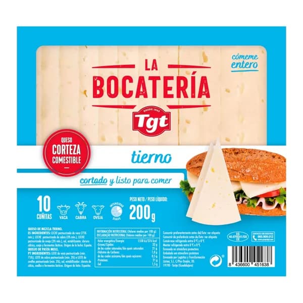 TGT La Bocatería Queso mezcla tierno cortado 200 g. - 0.2 kg - Imagen del producto en Findit