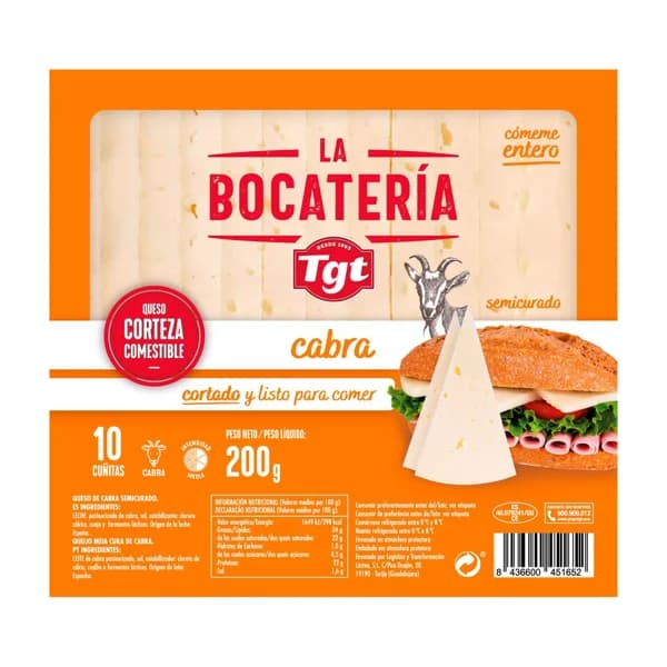 TGT La Bocatería Queso de cabra semicurado cortado 200 g. - 0.2 kg - Imagen del producto en Findit