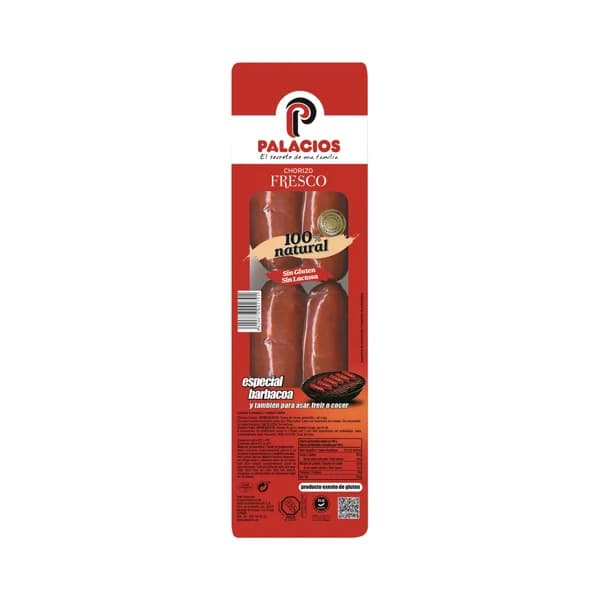 PALACIOS Chorizo fresco dulce, especial barbacoa PALACIOS 240 g. - 0.24 kg - Imagen del producto en Findit