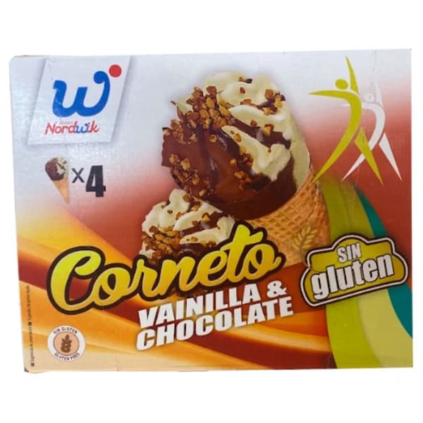 NORDWIK Conos de helado de vainilla y chocolate, sin gluten 4 x 110 ml. - 0.25 kg - Imagen del producto en Findit