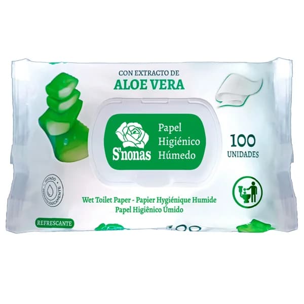 VERA S'NONAS Papel higiénico húmedo aloe vera 100 uds. - 1 ud - Imagen del producto en Findit