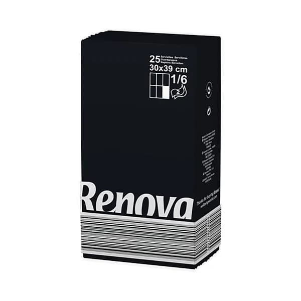 RENOVA Servilletas desechables color negro, 30 x 39 cm doble capa 25 uds. - 1 ud - Imagen del producto en Findit