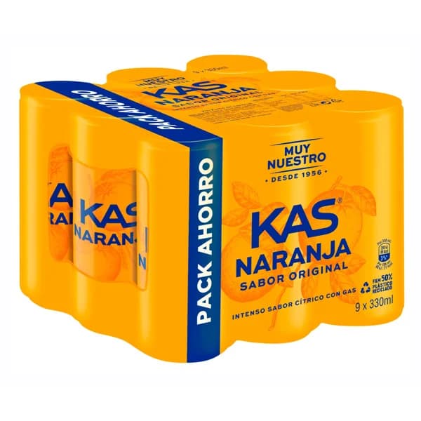 KAS Refresco de naranja pack 9 uds. x 33 cl. - 2.97 l - Imagen del producto en Findit
