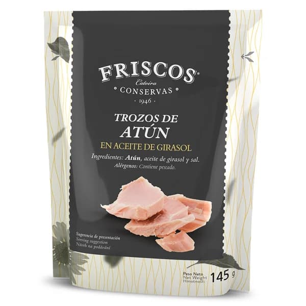 Trozos de atún en aceite de girasol Friscos bolsa 135 g - 0.14 kg - Imagen del producto en Findit
