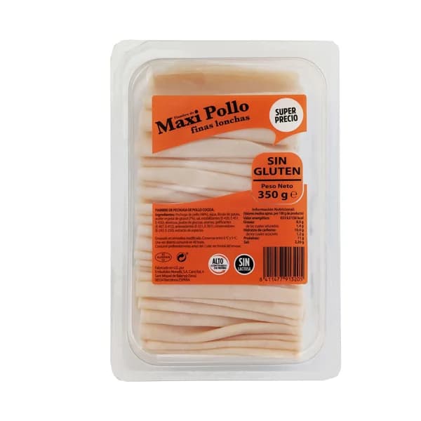 MONELLS Fiambre de pollo sin gluten cortado en lonchas 350 g. - 0.35 kg - Imagen del producto en Findit