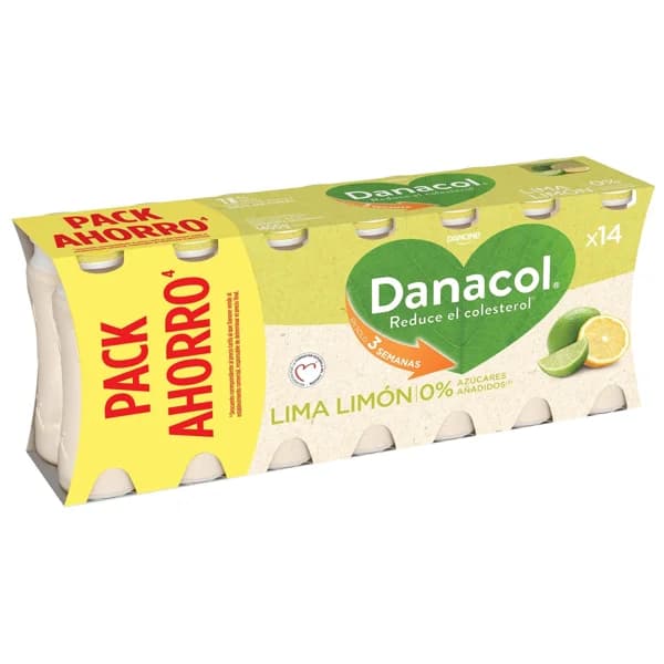 DANACOL Yogurt líquido sabor lima - limón, que ayuda a controlar el colesterol 14 x 96 ml. - 1.34 l - Imagen del producto en Findit