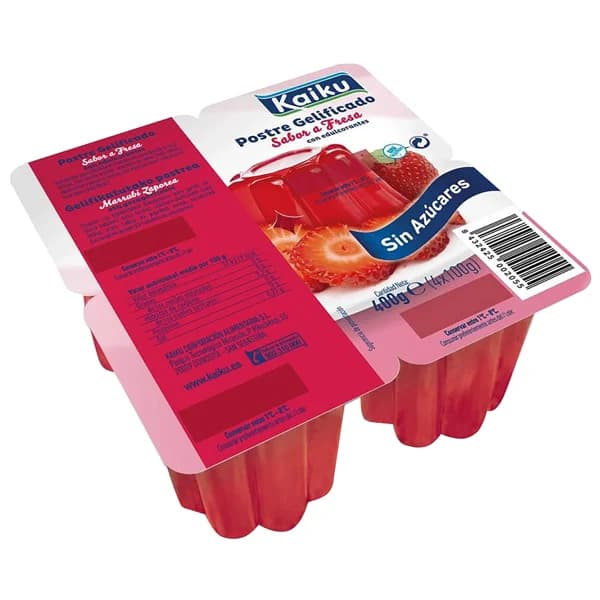 KAIKU Postre gelificado sin azúcar con sabor a fresa KAIKU 4 x 100 g. - 0.4 kg - Imagen del producto en Findit