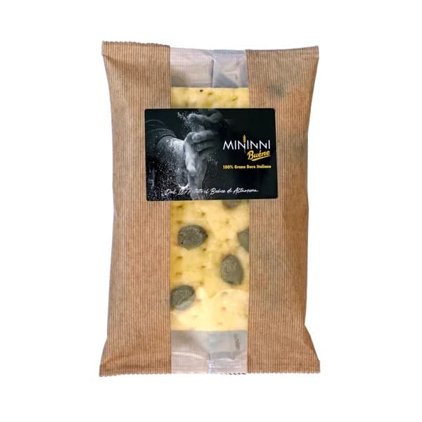 MININNI BUÉNE Focaccia de semola de trigo duro con aceitunas y AOVE 175 g. - 0.18 kg - Imagen del producto en Findit