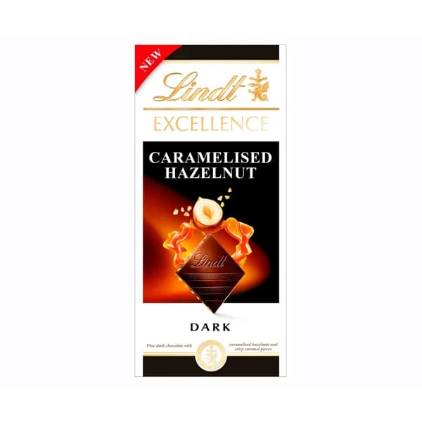 LINDT Chocolate negro con avellana caramelizada 100 gr. - 0.1 kg - Imagen del producto en Findit
