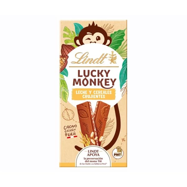 LINDT LUCKY MONKEY Chocolate con leche crispy 100 gr. - 0.1 kg - Imagen del producto en Findit