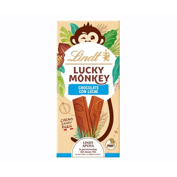 LINDT LUCKY MONKEY Chocolate con leche 100 gr. - 0.1 kg - Imagen del producto en Findit